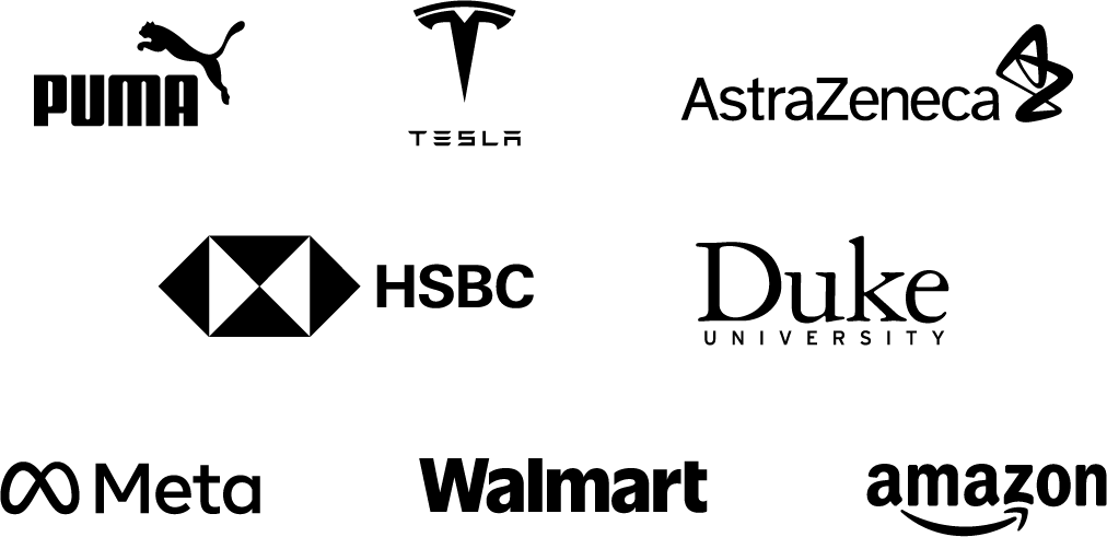 Logo display of companies that use Acrobat, including Puma, Tesla, AstraZeneca, HSBC, Duke University, Meta, Walmart, and Amazon.