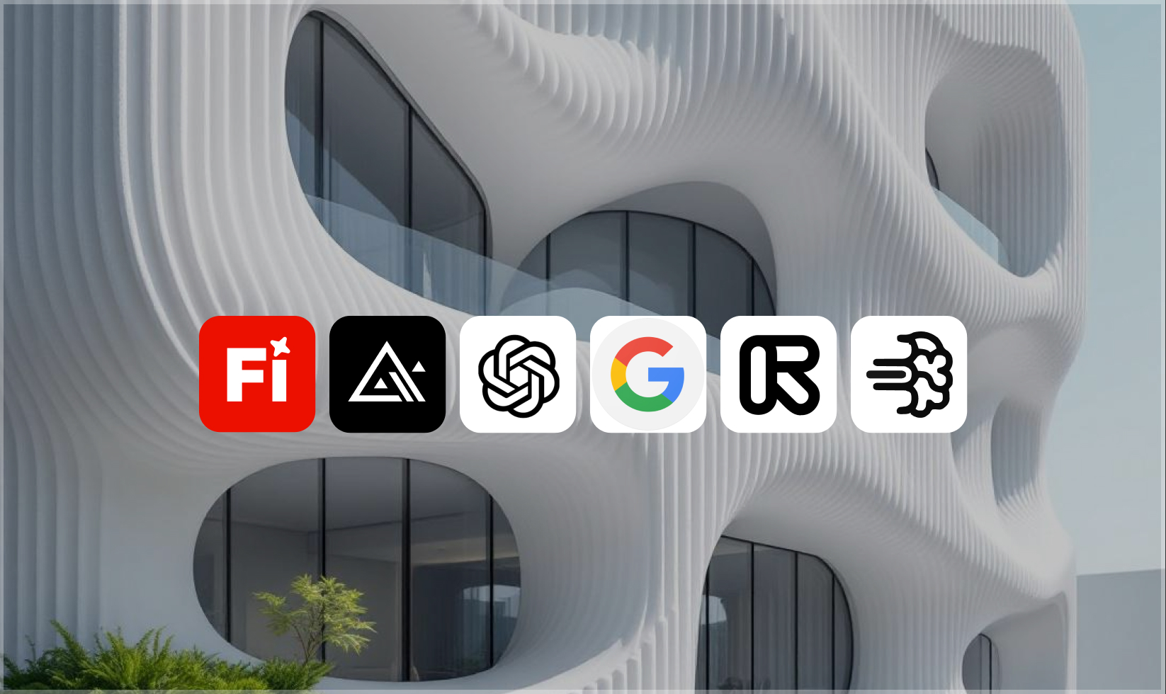An generated image of a futuristic building is shown underneath logos for AI partner models available in Firefly.