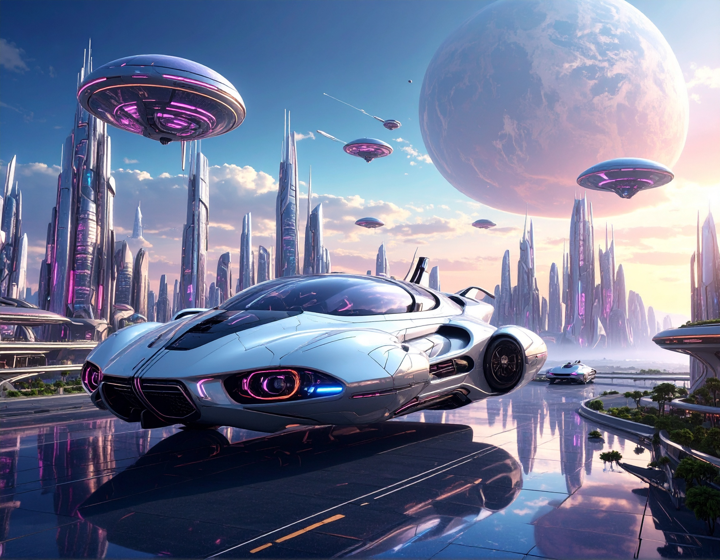 A futuristic sci-fi cityscape made with Firefly generative AI.